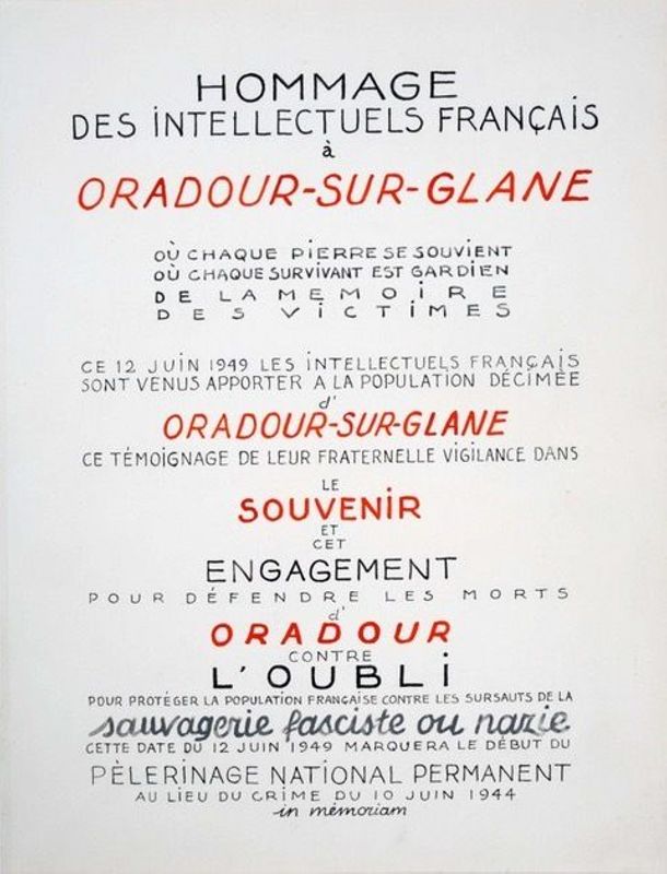 Livre d'or d'Oradour-sur-Glane (1949) - Page de titre. Dépôt de la commune d'Oradour-sur-Glane