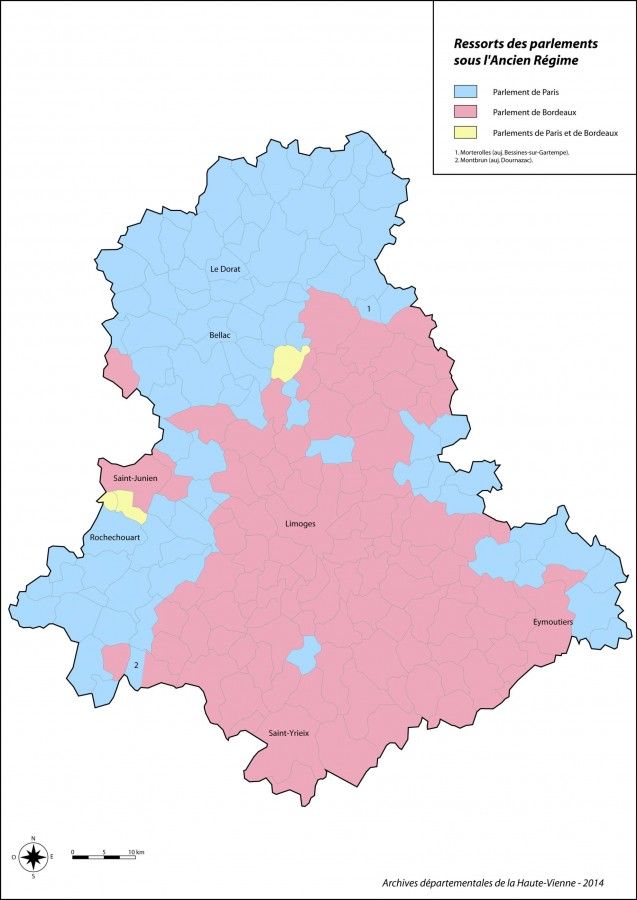 Carte des ressorts des parlements sous l'Ancien Régime