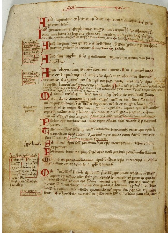 Bernard Gui, Cathalogus sanctorum quorum corpora requiescunt in dyocesi lemovicensi (123 J 22, anciennement SAHL manuscrit 23)