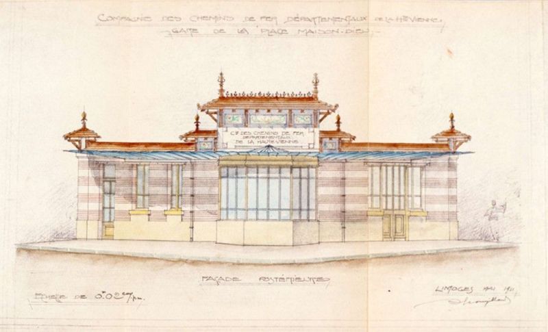 Projet de bâtiments de la gare de la place Maison-Dieu, mai 1911 (plan papier, 30,7 x 47 cm, 5 S 564)