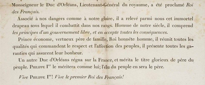 Proclamation de la monarchie de Juillet (Limoges, 12 août 1830)